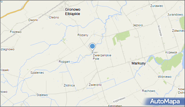 mapa Zwierzeńskie Pole, Zwierzeńskie Pole na mapie Targeo